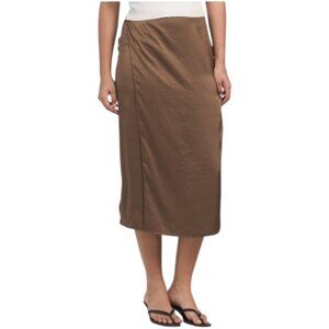 THEORY Crushed Satin Overlap Slip Skirt